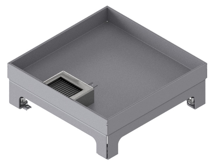 Produktbild UBD 217 252  -  Unterflur-Bodendose UBD 210 small inkl. Deckel mit Kante, geschlossen, 25mm Vertiefung und 1 Bürstenauslass